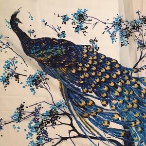 46x62” large peacock scarf wrap made in Italy blue white yellow polyester